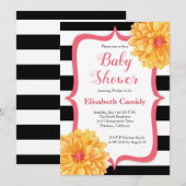 Invitation florale de baby shower de rose et de (Devant / Derrière)