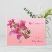 Invitation florale de baby shower rose de lis (Debout devant)