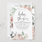 Invitation florale de Baby shower rose poussiéreux (Devant)