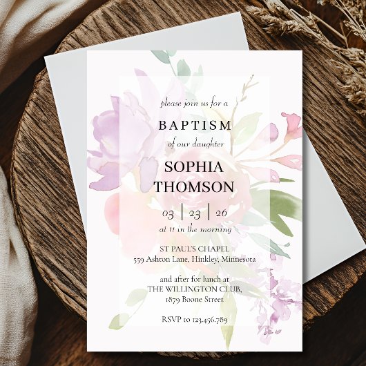Invitation florale de baptême