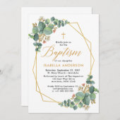 Invitation florale de baptême d'eucalyptus (Devant / Derrière)