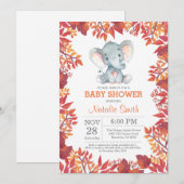 Invitation Florale de Bébé Éléphant pour la Fête d (Devant / Derrière)