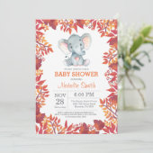 Invitation Florale de Bébé Éléphant pour une Baby (Debout devant)