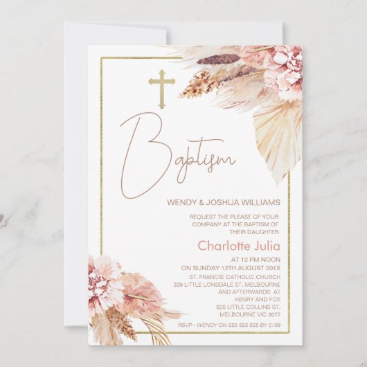 Invitation florale de Boho Brown (Devant)