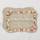 Invitation florale de brunch du jour de mère de (Devant / Derrière)