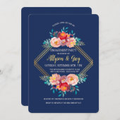 Invitation florale de cadre d'or (Devant / Derrière)