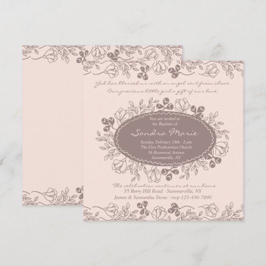 Invitation florale de charme (Devant / Derrière)