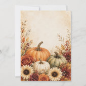 Invitation Florale de Citrouille d'Automne (Dos)