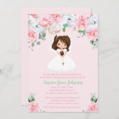 Invitation florale de communion de fille première (Devant / Derrière)