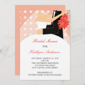 Invitation florale de corail de Fête de la mariée (Devant / Derrière)