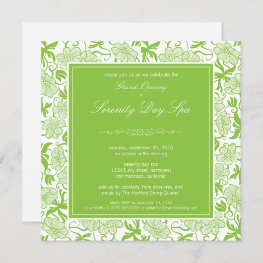 Invitation florale de fantaisie d'ouverture (Devant / Derrière)