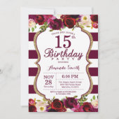 Invitation florale de fête d'anniversaire de (Devant)