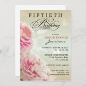 Invitation florale de fête d'anniversaire de (Devant / Derrière)