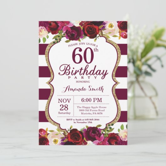 Invitation florale de fête d'anniversaire de (Debout devant)