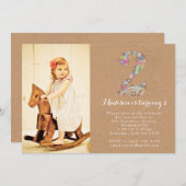 Invitation florale de fête d'anniversaire de (Devant / Derrière)