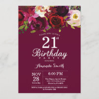 Invitation florale de fête d'anniversaire de