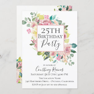 Invitation florale de fête d'anniversaire d'été en