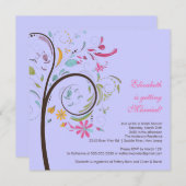 Invitation florale de Fête de la mariée d'arbre de (Devant / Derrière)