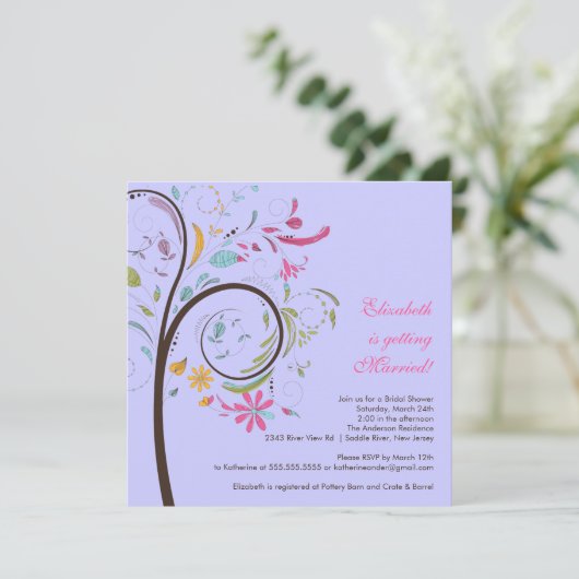 Invitation florale de Fête de la mariée d'arbre de (Debout devant)