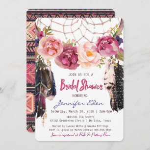 Invitation florale de Fête de la mariée de Boho