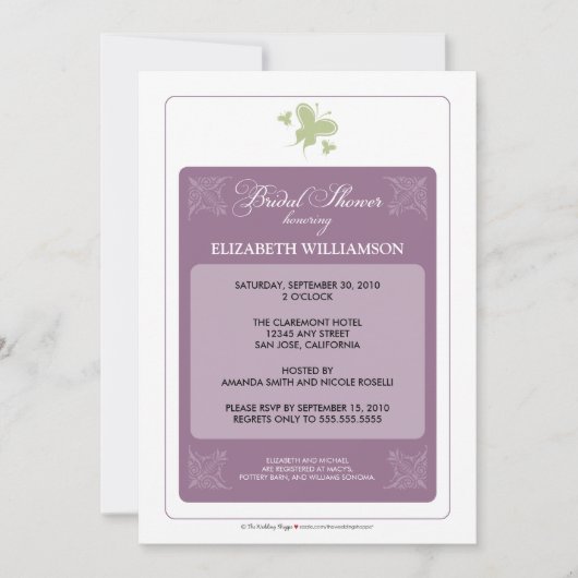 Invitation florale de Fête de la mariée de coeurs (Devant)