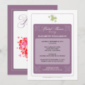 Invitation florale de Fête de la mariée de coeurs (Devant / Derrière)