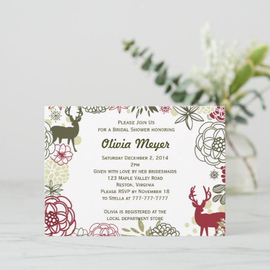 Invitation florale de Fête de la mariée de Noël de (Debout devant)