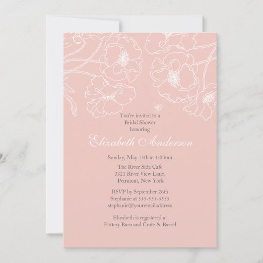 Invitation florale de Fête de la mariée de pavot (Devant)