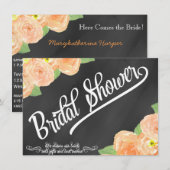 Invitation florale de Fête de la mariée de tableau (Devant / Derrière)