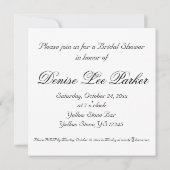 Invitation florale de Fête de la mariée de tulipes (Dos)