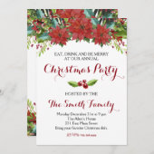 Invitation florale de fête de Noël d'aquarelle (Devant / Derrière)