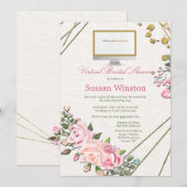 Invitation Florale de Fête des mariées virtuelle (Devant / Derrière)
