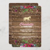 Invitation florale de fête équestre Invitation rus (Devant / Derrière)