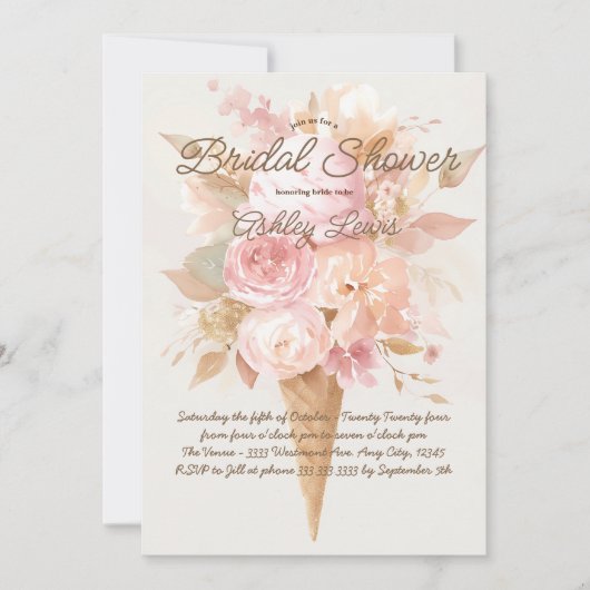 Invitation florale de glace, fleurs aquarelles (Devant)