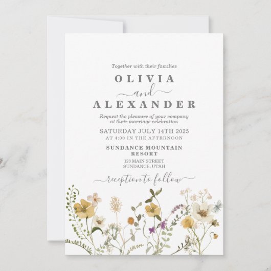 Invitation florale de jardin bohème de fleurs sauv (Devant)