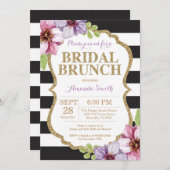 Invitation Florale de la mariée noire violette (Devant / Derrière)