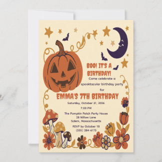 Invitation florale de lune de citrouille d'Hallowe