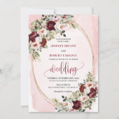 Invitation Florale de Luxe Boho Bourdon Blush Or (Devant)