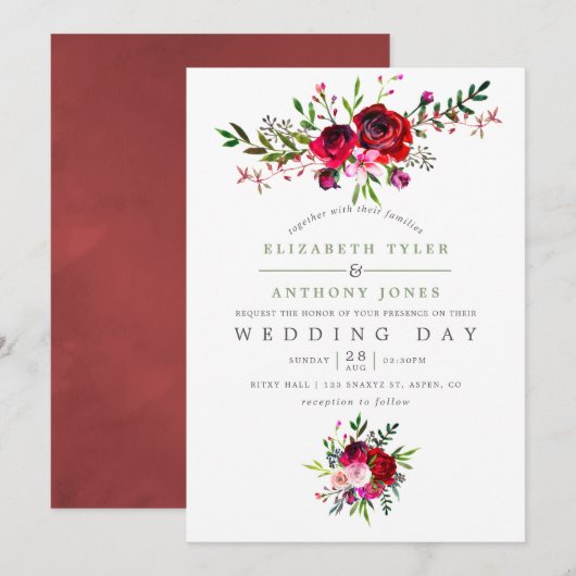 Invitation florale de mariage d'automne (Devant / Derrière)