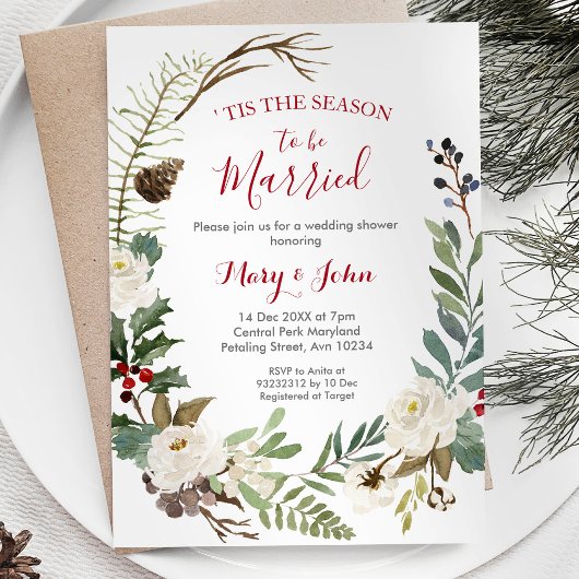 Invitation Florale de mariage d'hiver