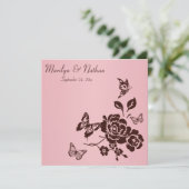 Invitation florale de papillon rose et Brown (Debout devant)