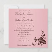 Invitation florale de papillon rose et Brown (Dos)