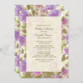 Invitation florale de Petunias (Devant / Derrière)