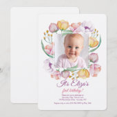 Invitation florale de photo de cadre de ressort (Devant / Derrière)