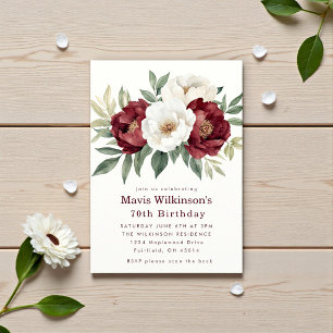 Invitation Florale de Pivoine Bourgogne pour 70e A