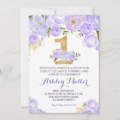 Invitation florale de première aquarelle pourpre (Devant)