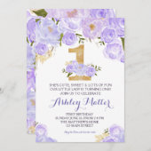 Invitation florale de première aquarelle pourpre (Devant / Derrière)