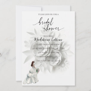 Invitation florale de robe de mariée pour la douch