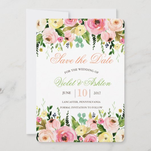 Invitation florale de sauvegarde de la date (Devant)