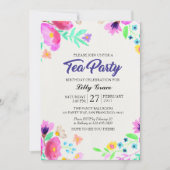 Invitation florale de thé d'anniversaire (Devant)